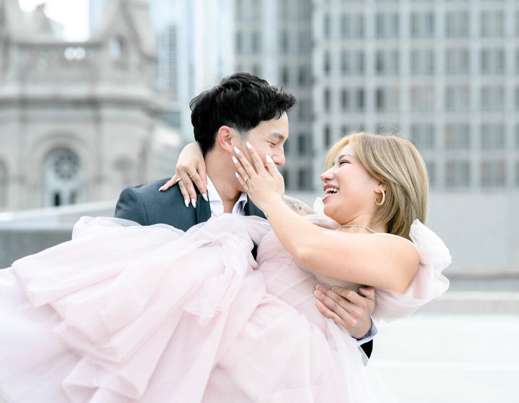 Spring Rooftop Engagement Photos in Downtown Philly