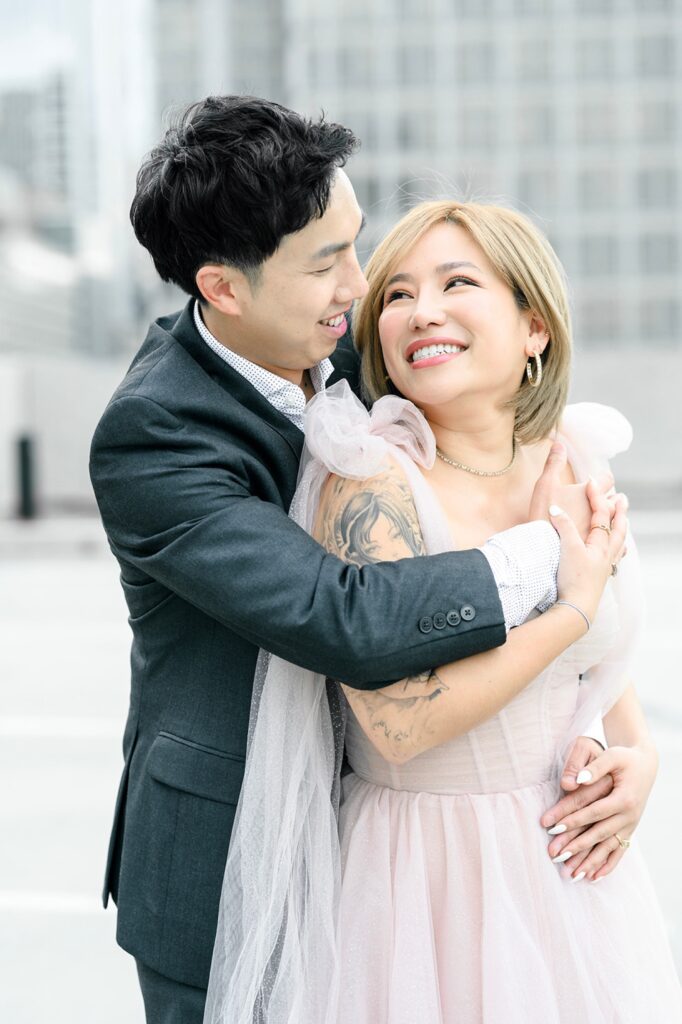 Spring Rooftop Engagement Photos in Downtown Philly