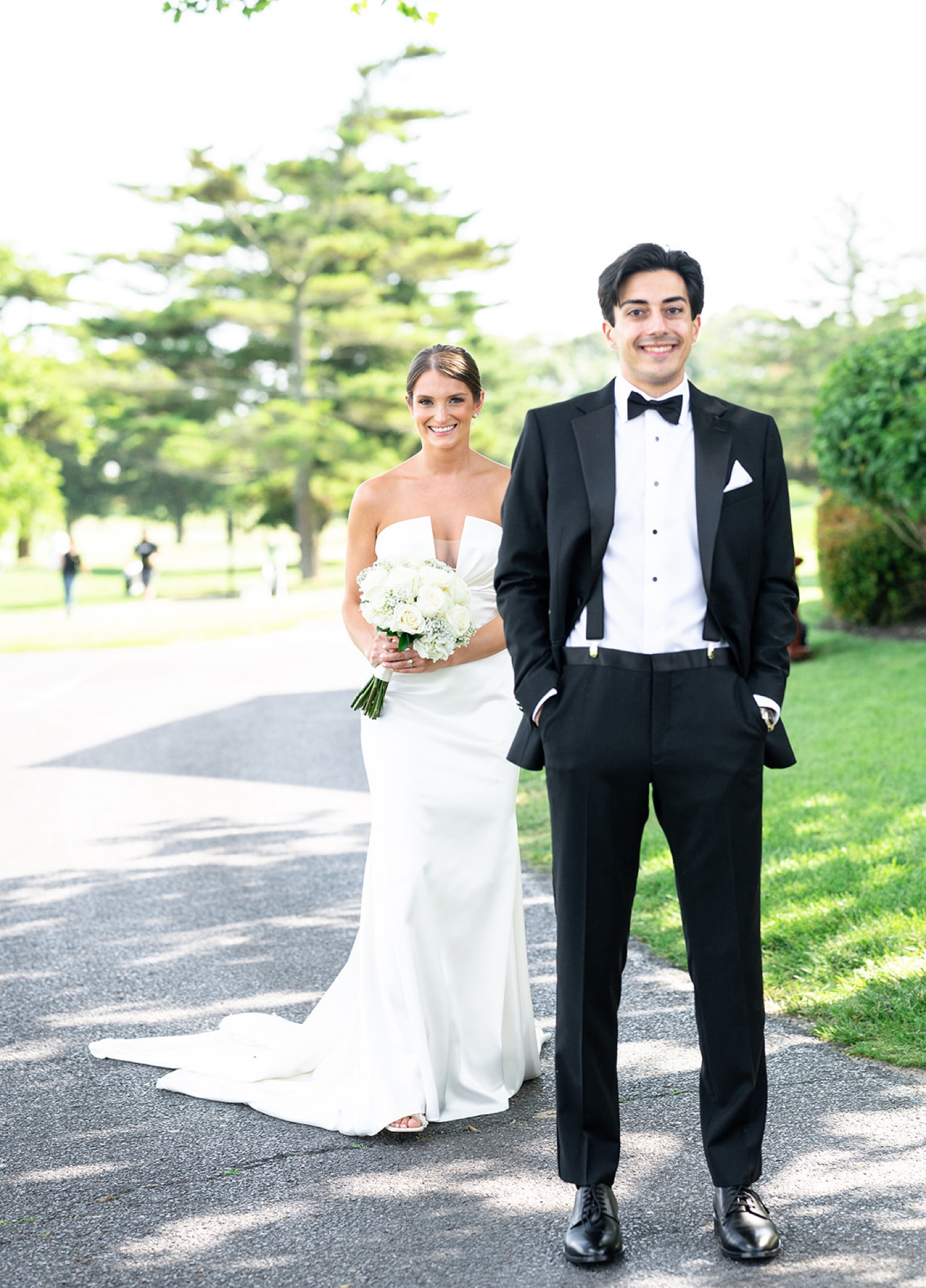 Bride and Groom First Look at Linwood Country Club