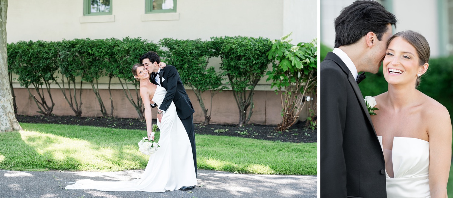 Bride and Groom First Look at Linwood Country Club