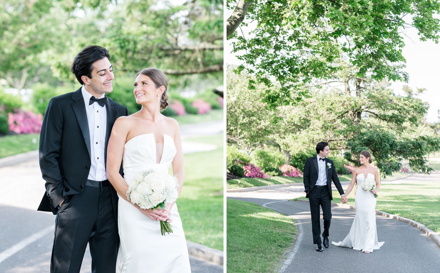 Bride and Groom First Look at Linwood Country Club