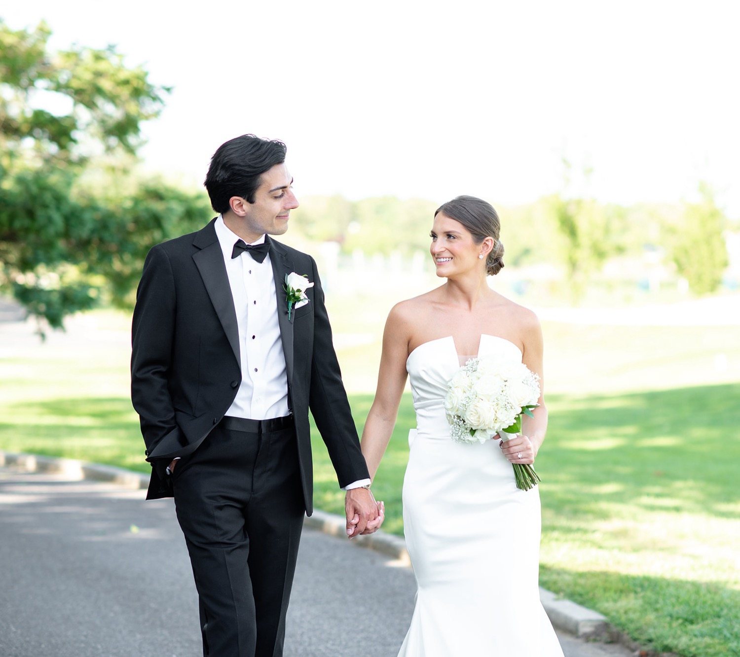 Bride and Groom First Look at Linwood Country Club