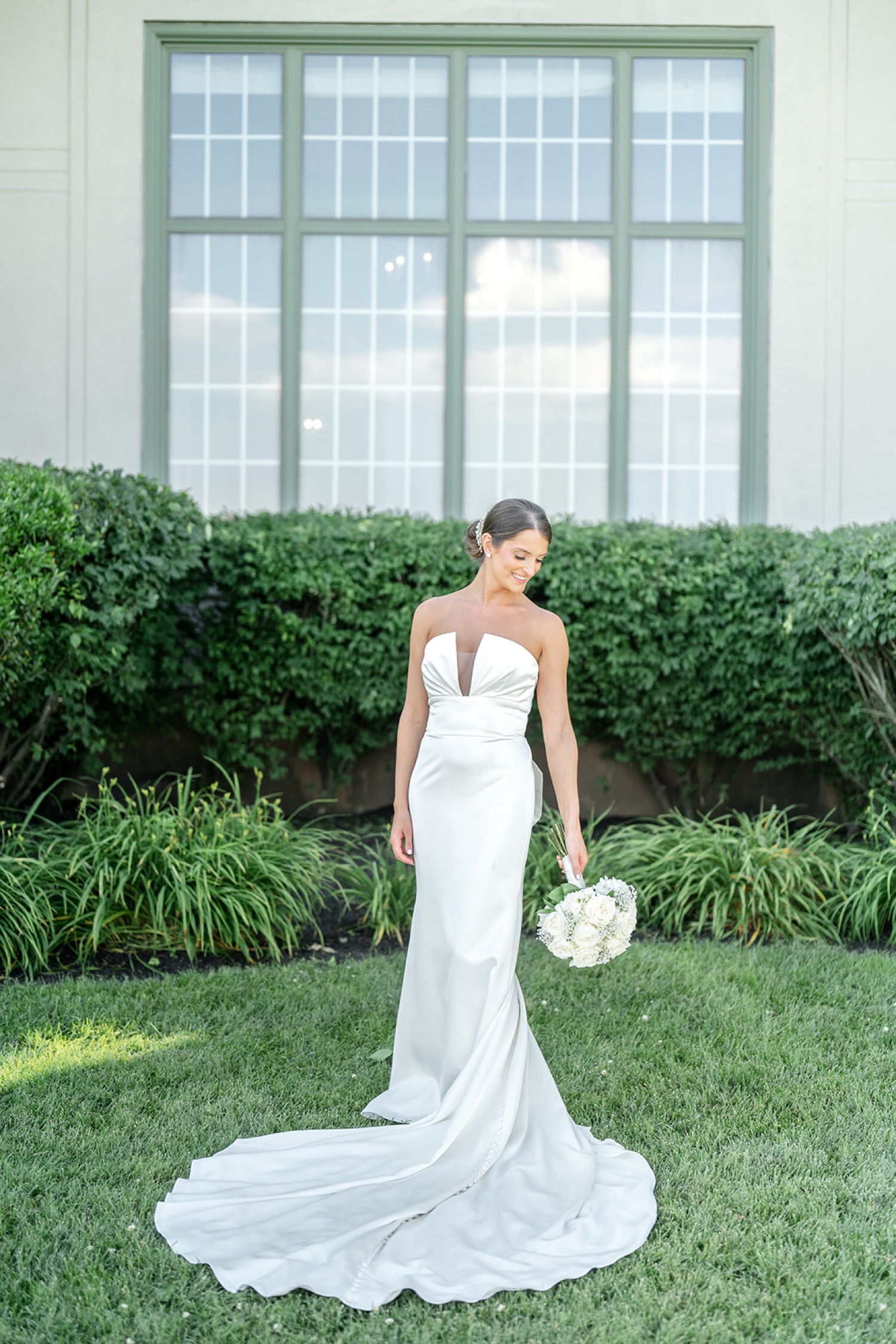 Bride and Groom First Look at Linwood Country Club