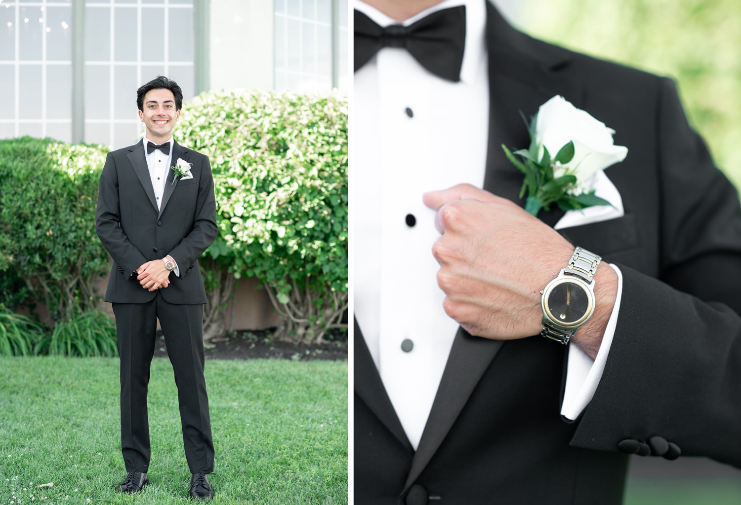 Bride and Groom First Look at Linwood Country Club