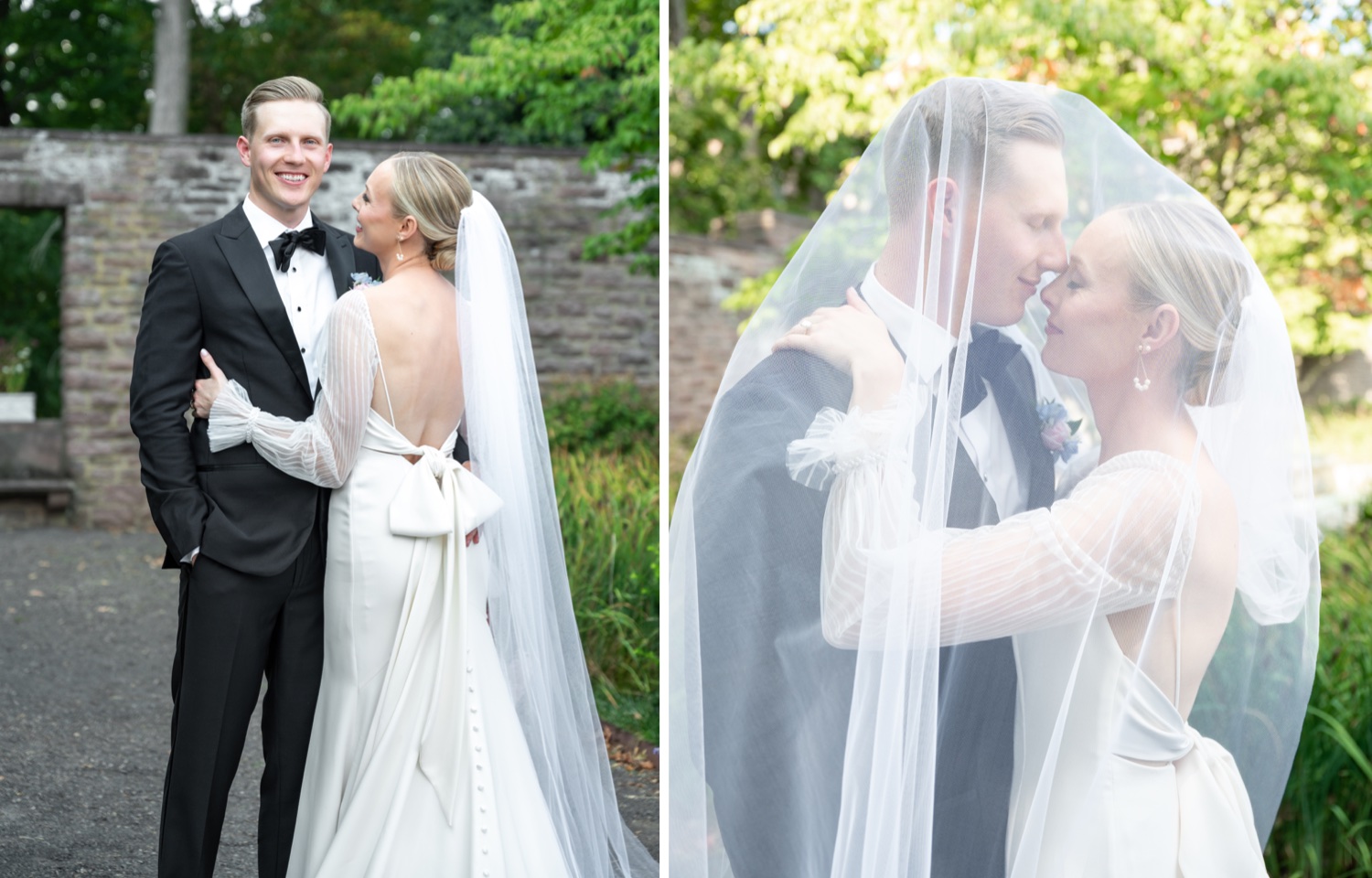 Bride and Groom Portraits at Tyler Gardens in Bucks County