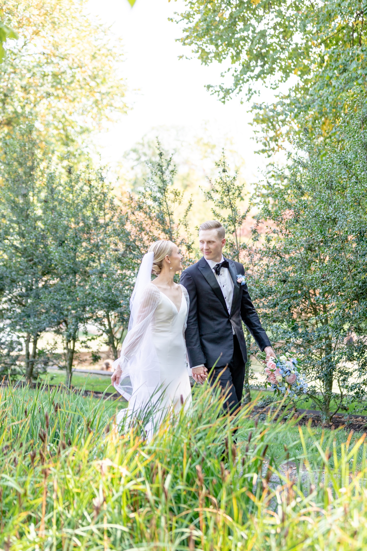 Bride and Groom Portraits at Tyler Gardens in Bucks County