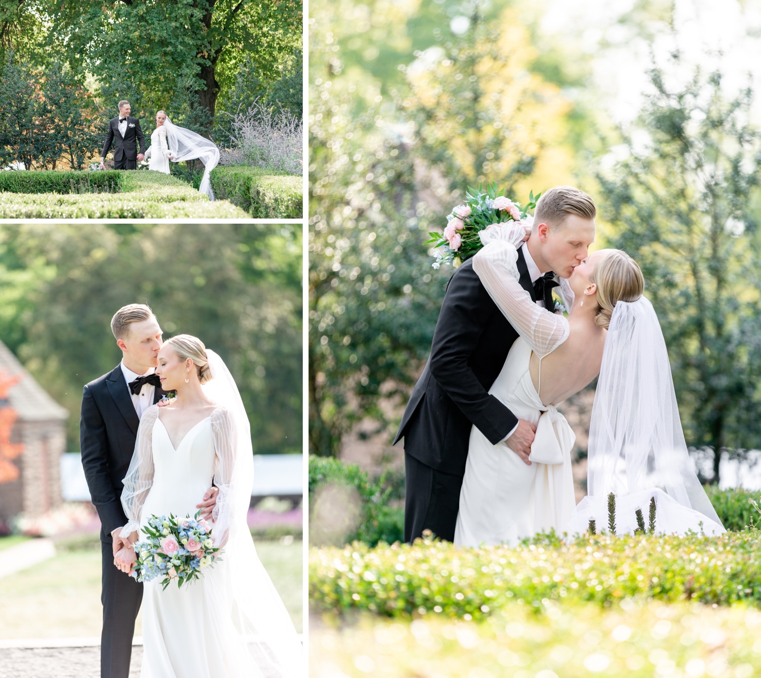 Bride and Groom Portraits at Tyler Gardens in Bucks County