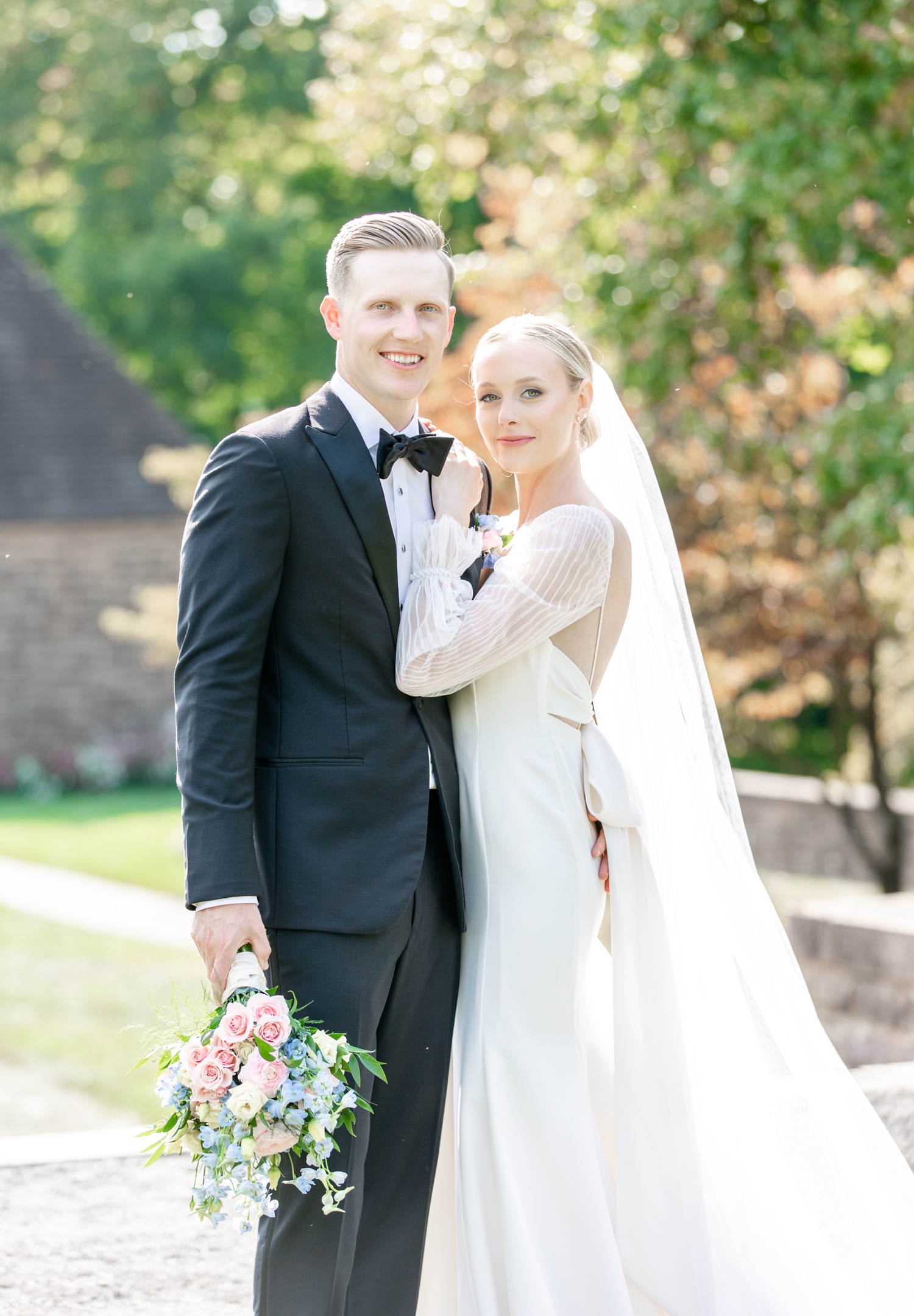 Bride and Groom Portraits at Tyler Gardens in Bucks County