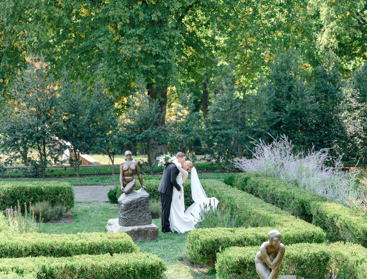 Bride and Groom Portraits at Tyler Gardens in Bucks County