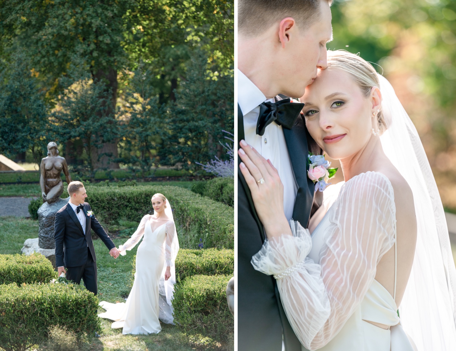 Bride and Groom Portraits at Tyler Gardens in Bucks County