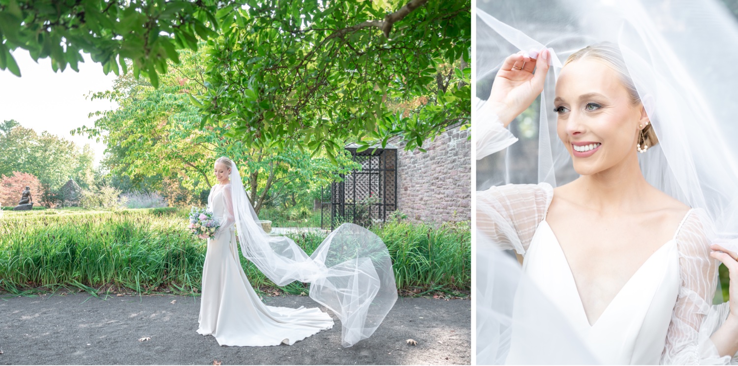 Bride and Groom Portraits at Tyler Gardens in Bucks County