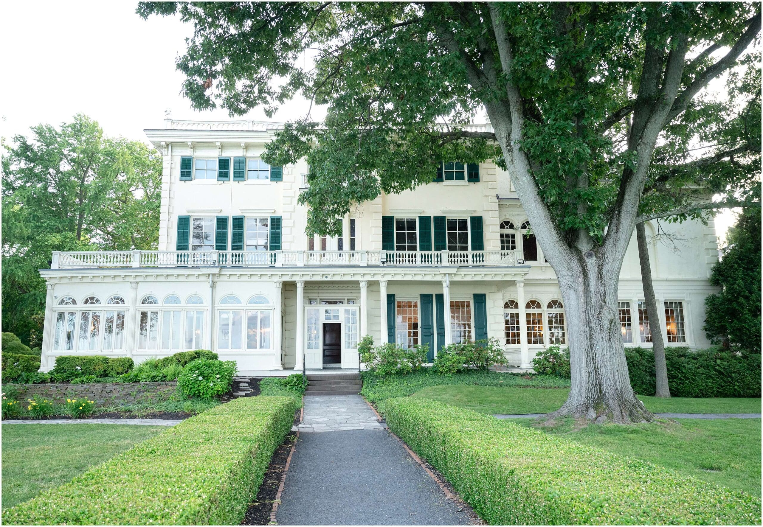 A view from the gardens of the Glen Foerd wedding venue